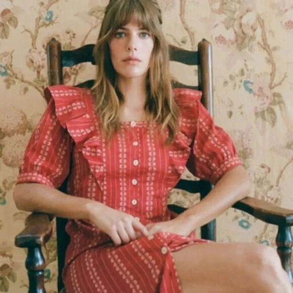 NWT Christy Dawn The Darcy Dress Hibiscus Zinnia Stripe M - Picture 4 of 11